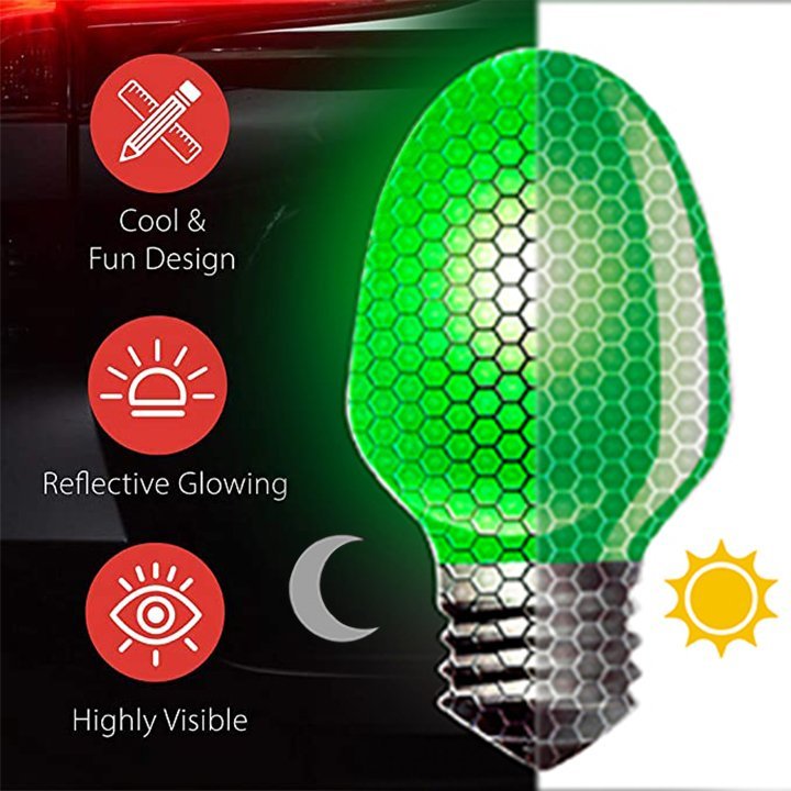 Christmas Car Magnets | Honeycomb Reflective | Vibrant Holiday Bulb Design