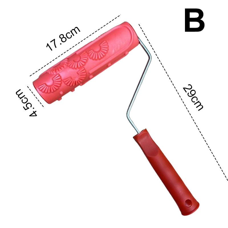 Embossing Paint Roller | Patterned Wall Decoration Tool | Rubber Roller with Handle