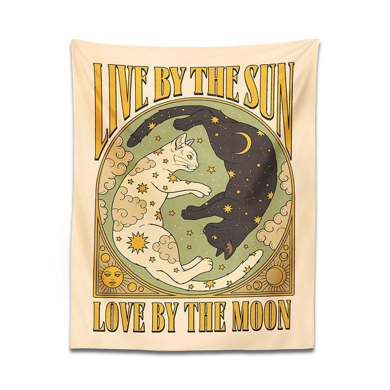 Sun Moon Cat Tapestry Wall Hanging