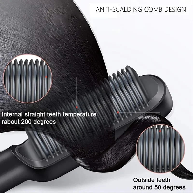 Hair Straightening Comb | Negative Ion Technology | Anti-Frizz | 45W Dual Voltage