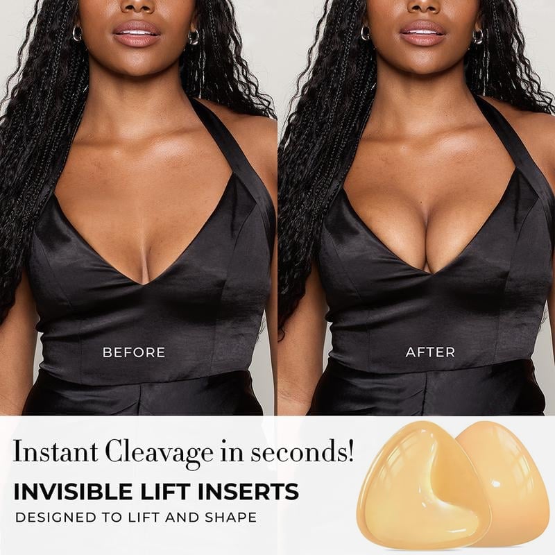 Women’s Invisible Push-Up Bra Inserts | Reusable Adhesive | Deep V Lift