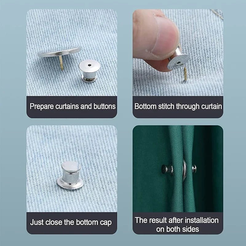 Magnetic Curtain Clips | Alloy Button Holders for Light Blocking & Secure Drapes
