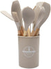 Silicone Cooking Utensil Set | Nonstick Safe | Wooden Handle | Heat Resistant