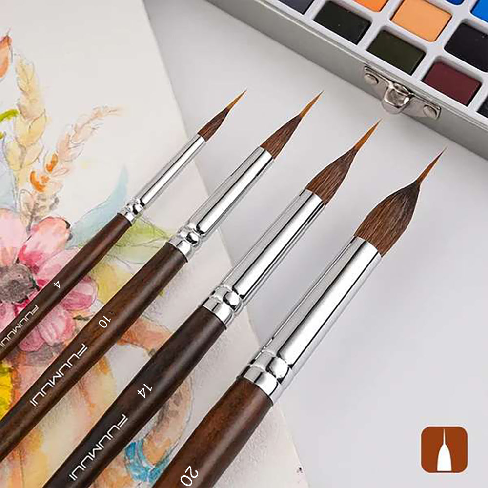 Precision Paint Brushes | Dual-Fiber Tip | Ergonomic Non-Slip Handle | Nickel-Plated Ferrule