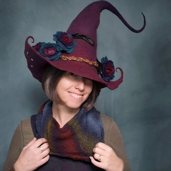 Halloween Witch Hat | Handmade Felt Costume Accessory | Adjustable Size for Adults