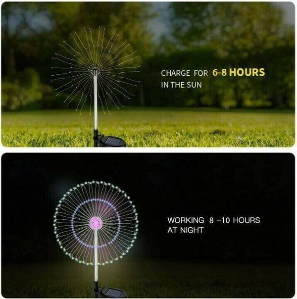 Solar Firework String Lights | 90 LED | Waterproof IP65 | Garden & Outdoor Decoration | 95cm