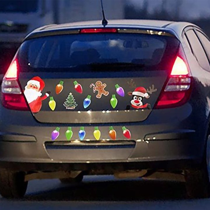 Christmas Car Magnets | Honeycomb Reflective | Vibrant Holiday Bulb Design