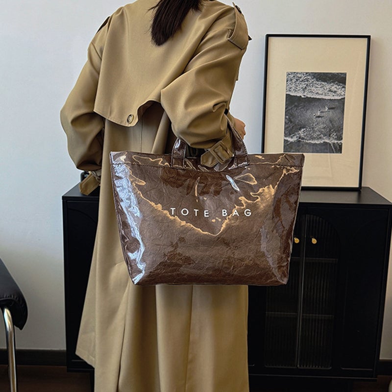 Women’s Tote Bag | Letters Print Design | Kraft Paper | Spacious & Durable