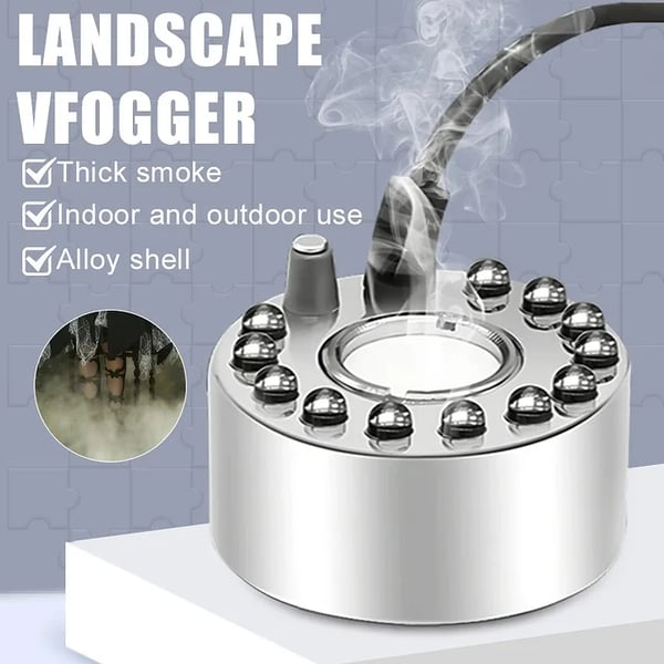 Ultrasonic Fog Maker | LED Mist Fountain | Smart Water Sensor | Stainless Steel | Halloween & Home Décor