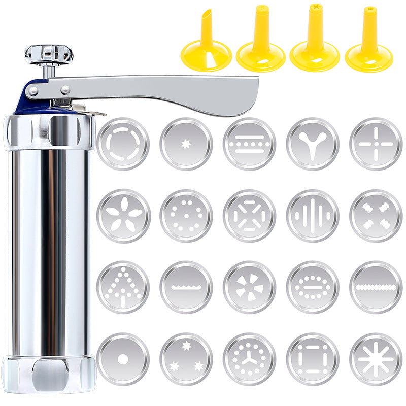 Cookie Press Kit | 20 Stainless Steel Discs & 4 Nozzles | Adjustable Size & Easy Clean | BakeJoy™