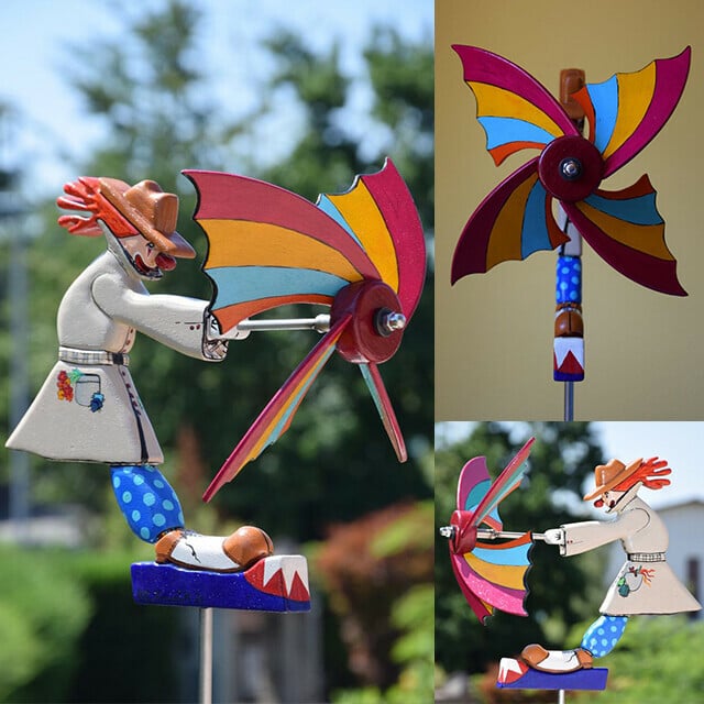 Handmade Garden Windmill | WhimsyMill™ Bird & Animal Design | Wood & Stainless Steel | Outdoor Décor