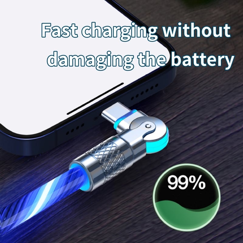Magnetic Charging Cable | 540° Rotating Connector | Fast Charge with LED Glow
