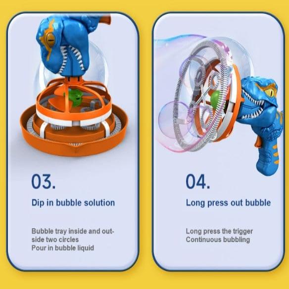 Kids Dinosaur Bubble Blaster | Portable Bubble Machine | 1000+ Bubbles/Min