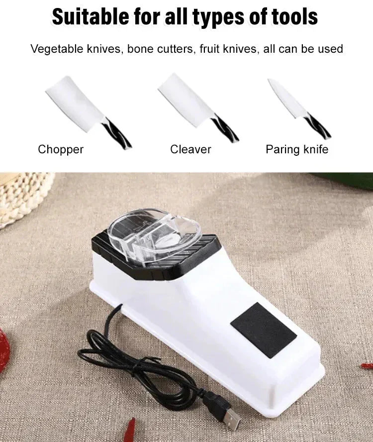 Electric Knife Sharpener | Double-Sided | 5-Second USB Rechargeable Blade Restorer