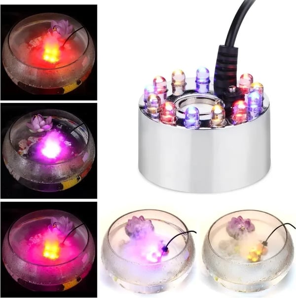 Ultrasonic Fog Maker | LED Mist Fountain | Smart Water Sensor | Stainless Steel | Halloween & Home Décor