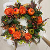 Autumn Door Wreath | Rustic Peony & Pumpkin Design | Handcrafted Fall Decoration
