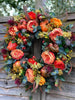 Autumn Door Wreath | Rustic Peony & Pumpkin Design | Handcrafted Fall Decoration