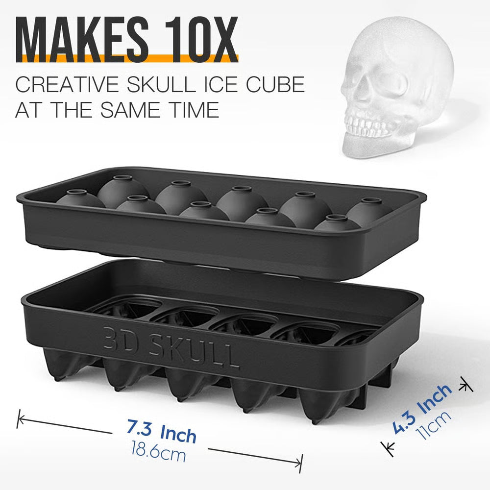 Halloween Skull Ice Mold | 3D Silicone Tray | Food-Grade, Heat-Resistant & Dishwasher Safe