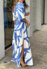 Blue maxi dress with 3/4 sleeves