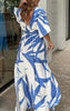 Blue maxi dress with 3/4 sleeves