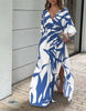 Blue maxi dress with 3/4 sleeves