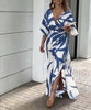 Blue maxi dress with 3/4 sleeves