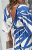 Blue maxi dress with 3/4 sleeves