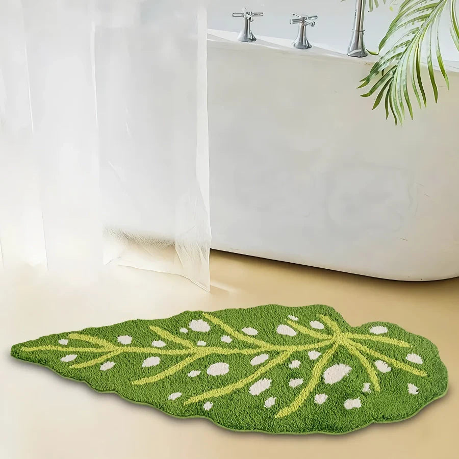 Irregular Plush Spotted Begonia Leaf Area Rug for Living Room