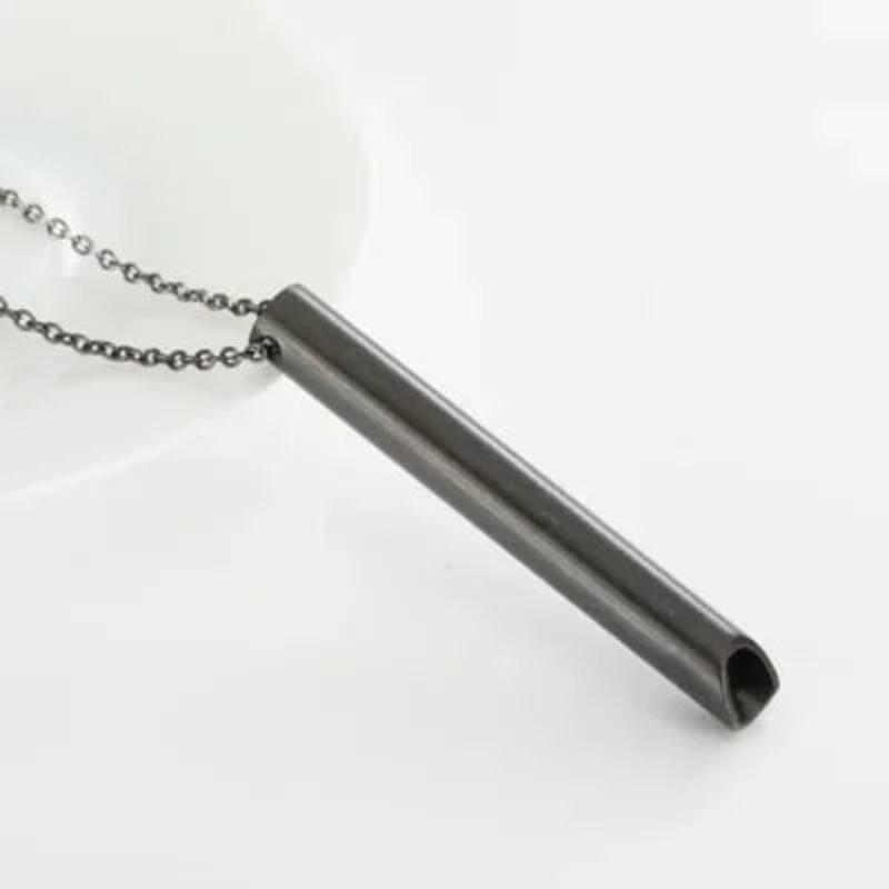 Breathing Exercise Necklace | Stainless Steel | Smoking & Vaping Alternative for Anxiety Relief