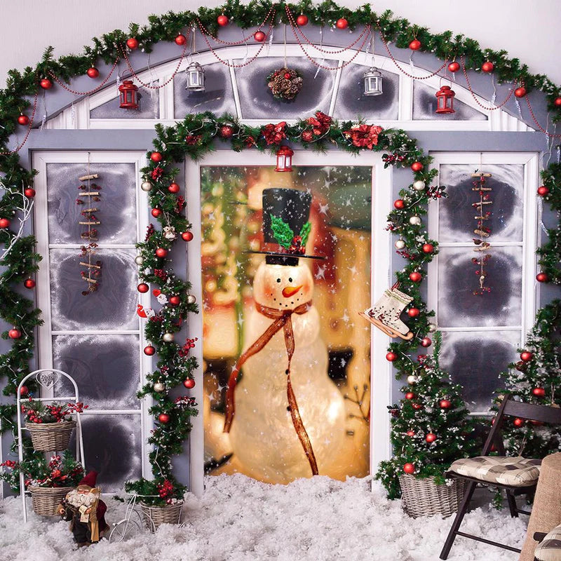 Christmas Door Cover | Fabric Front Door Decoration | Washable & Reusable | 91×203cm