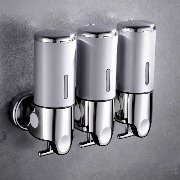 Wall Mounted Soap Dispenser | SudsStation™ Bathroom Organizer | Stainless Steel & ABS | 16.9 fl oz | Set of 1–3