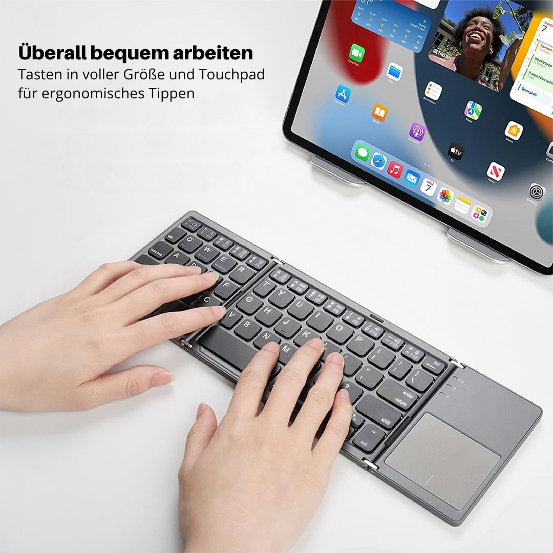 Foldable Bluetooth Keyboard with Touchpad | Portable Wireless Mini Keyboard for Windows, Mac, iOS & Android