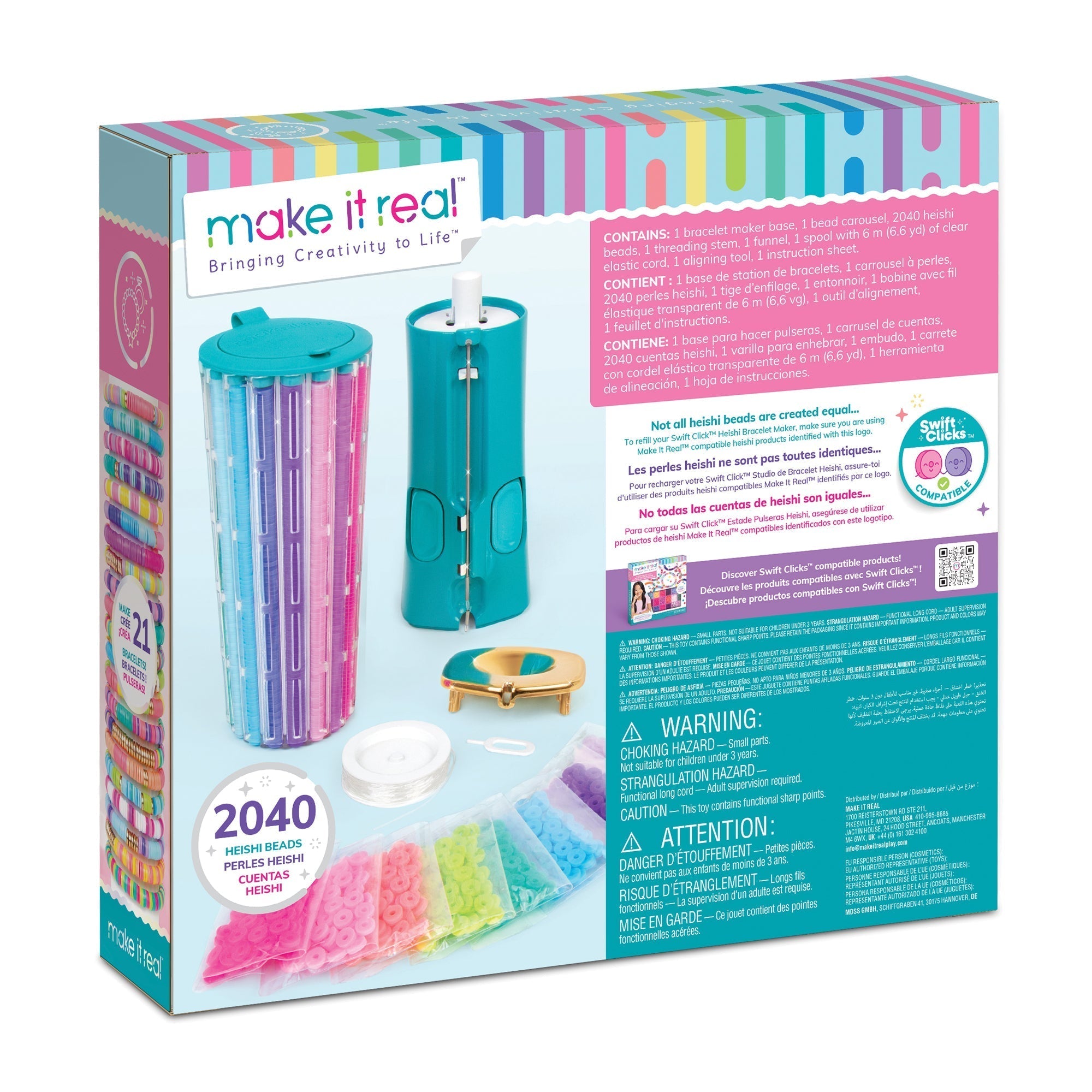 Bracelet Making Kit for Kids | 2000+ Heishi Beads | 16 Colors | Easy Spin & Click Tool