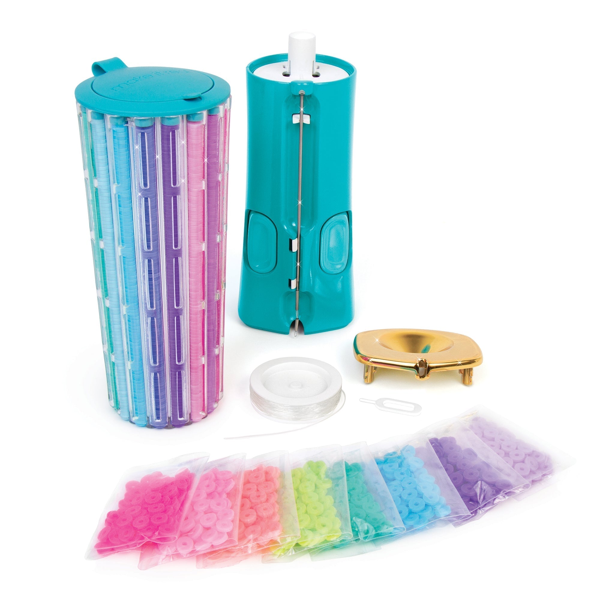 Bracelet Making Kit for Kids | 2000+ Heishi Beads | 16 Colors | Easy Spin & Click Tool