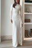 Blanc™ - Maxi dress with long sleeves, draping, and slit for parties