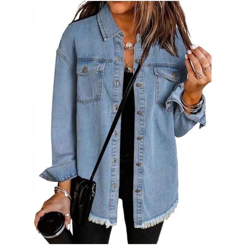 Women’s Denim Jacket | Raw Edge Ripped | Street Style | Everyday Trendy Look
