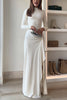 Blanc™ - Maxi dress with long sleeves, draping, and slit for parties
