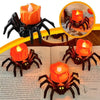 Halloween Spider LED Candle Lights | Flameless Battery Operated | Warm Yellow Glow | Indoor/Outdoor Decoration