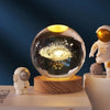 3D Solar System Crystal Ball | Laser Engraved | Educational Gift with LED Base Option