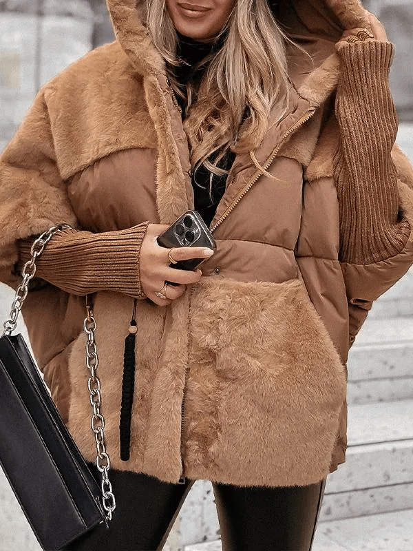Women’s Winter Jacket | Faux Shearling Coat with Hood | Warm Zip-Up Sherpa Style S–3XL