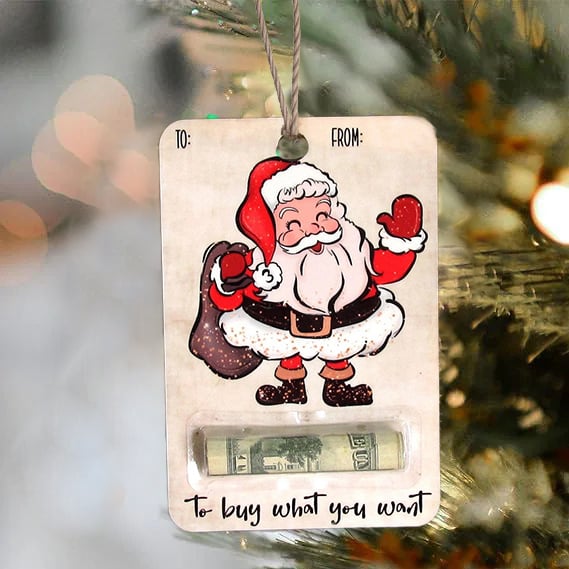 Christmas Money Holder Ornament | Wooden Hanging Decoration | Handcrafted Holiday Gift Surprise