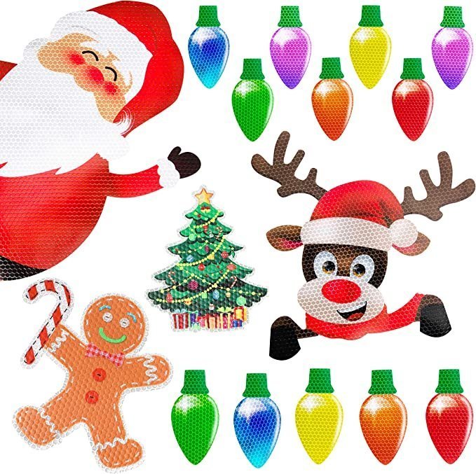 Christmas Car Magnets | Honeycomb Reflective | Vibrant Holiday Bulb Design