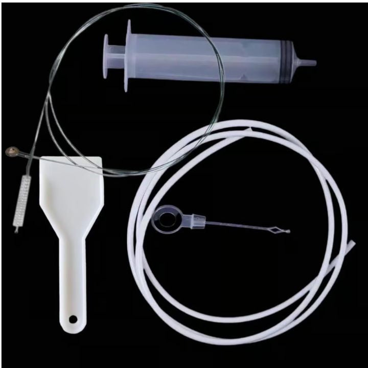 Refrigerator Drain Cleaning Kit | Flexible Brush & Spray Tool | Stainless Steel & Nylon