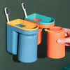 Toothbrush Holder with Cup | Wall-Mounted | Self-Adhesive | ABS Plastic | 11.5×7×12.5cm