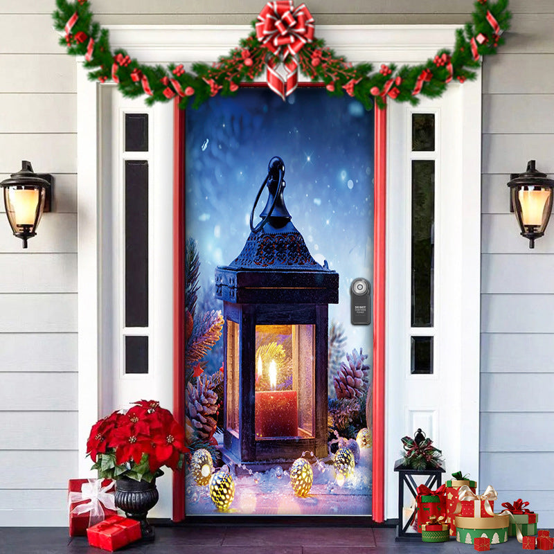 Christmas Door Cover | Fabric Front Door Decoration | Washable & Reusable | 91×203cm
