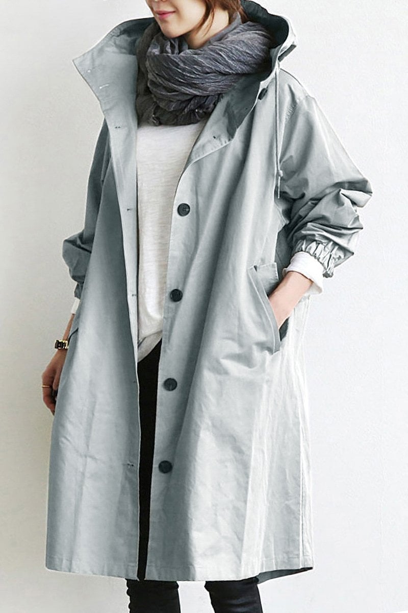 Waterproof women's trench coat with hood