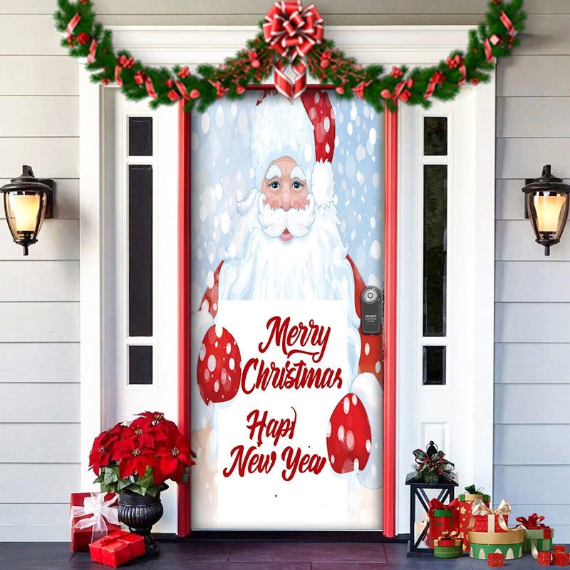 Christmas Door Cover | Fabric Front Door Decoration | Washable & Reusable | 91×203cm