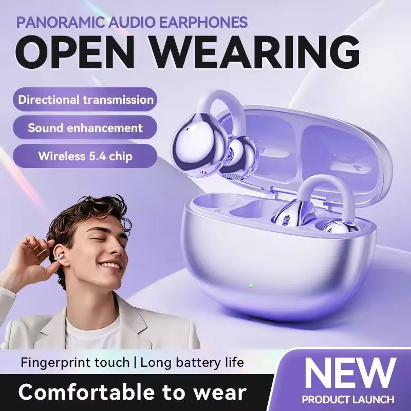 Wireless Ear Clip Headphones | Open-Ear Bluetooth 5.4 | HiFi Sound & Dual Device Pairing