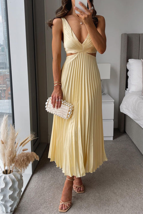 Elegant Pleated Evening Dress for Women | Midi