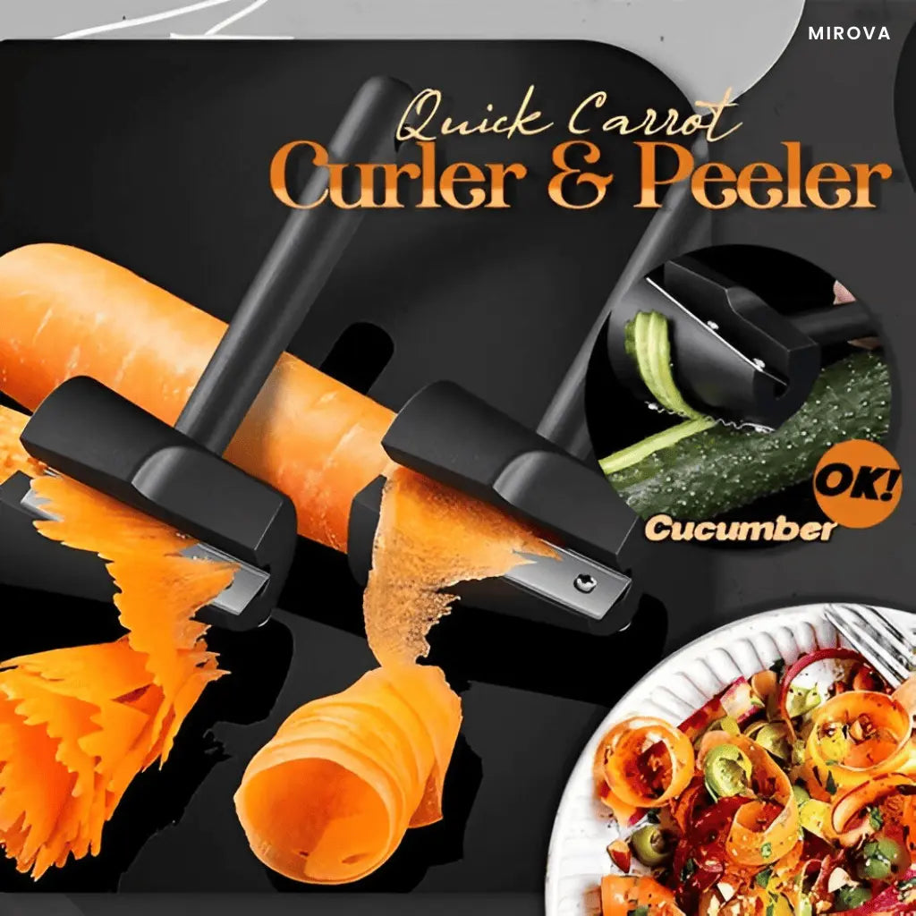Vegetable Peeler & Spiral Slicer | Ergonomic Handle | Stainless Steel Blades | Create Spiral Veggie Garnishes